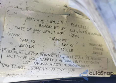 2017 Dodge Durango Gt z USA, uszkodzony, nr VIN 1C4RDJDG6HC629586